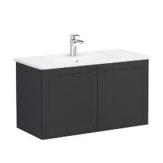 Vitra Root Classic 68733 Lavabo Dolabı, Kapaklı, 100 Cm, Mat Grafit, Köşeli Lavabolu